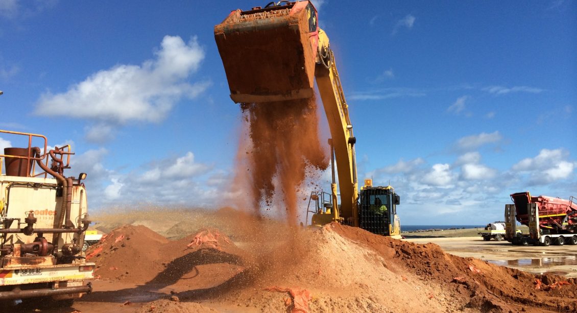 McMahon Biorem of TPH contaminated soil allubucket attachment